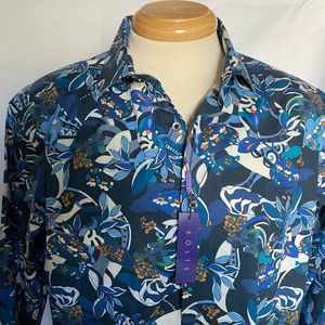 KOLTE, Men’s Sexy Slim-Fit Shirt, LG. NEW-WT Bold Blue-Multi Colors. 100% Cotton